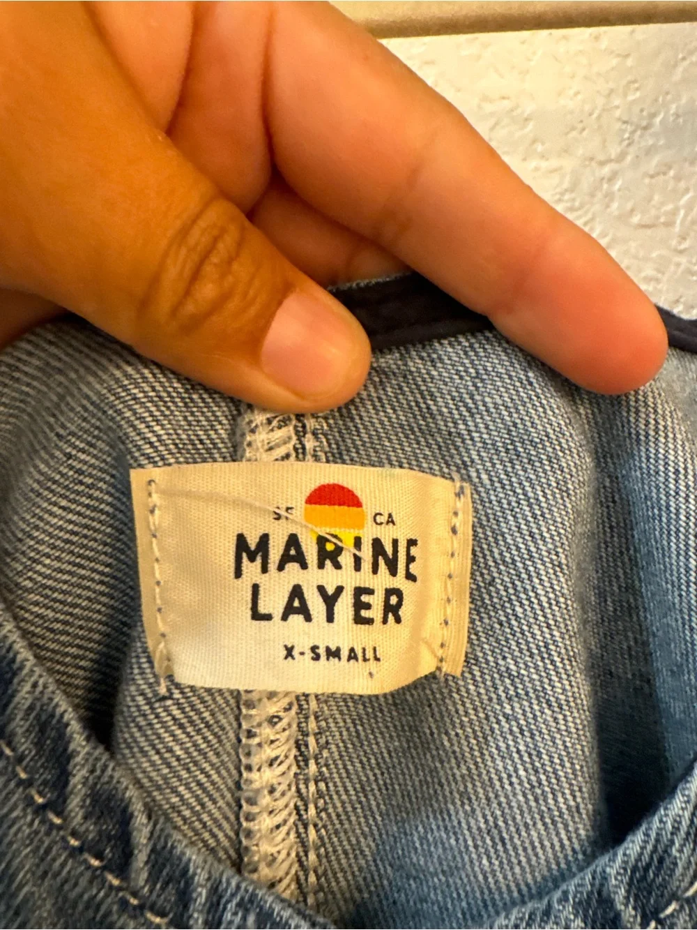 Marine Layer Daisy Mini Denim Button-Front 100% Cotton size XS Pockets